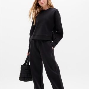 Athleta Black Crewneck Form Fit Sweatshirt with Side Zippers